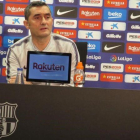 Ernesto Valverde, en la conferencia de prensa de esta tarde en la Joan Gamper.