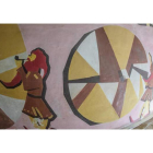 Detalle de uno de los murales que Vela Zanetti pintó en su casa leonesa y que ha sido ‘arrancado’ para su restauración. JUANJO VEGA