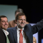El candidato del PP a la Junta, Juan Manuel Moreno, y el presidente Mariano Rajoy.