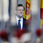 Mariano Rajoy durante el desfile del Día de la Fiesta Nacional, el sábado en Madrid.