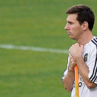 Messi, durante un entrenamiento de la selección argentina en el estadio Olímpico de Roma, escenario del amistoso contra Italia.