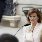 Carmen Calvo, en el Congreso, el segundo día del debate de investidura de Pedro Sánchez.