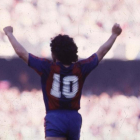 Maradona, en su debut con el Barça.