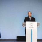El presidente del Real Madrid, Florentino Pérez, durante su discurso en la Asamblea General de Socios del Real Madrid.