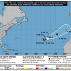Trayectoria prevista del huracán Ofelia por el Centro Nacional de Huracanes de EEUU.