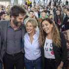 Yolanda Díaz, ayer, en la Feria de Valencia en un nuevo encuentro de la plataforma Sumar. BIEL ALIÑO