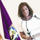 Ana Botella, durante la lectura del comunicado en que anunció su intención de no presentarse.