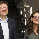 El líder del PSPV, Ximo Puig, y la de Compromís, Mònica Oltra, en la reunión que mantuvieron el pasado 1 de junio.