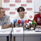 Los responsables autonómico de Industria y autonómico y provincial de Minería de CCOO, Jesús Magadán, Gonzalo Díez  y Ángel Santos.
