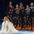 La cantante Yulia Samoylova, representante de Rusia en el Festival de Eurovisión, en el 2014, durante su actuación en la ceremonia de apertura de los Juegos Paralímpicos de Sochi, en el 2014.