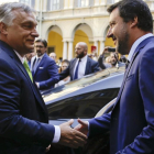 Salvini y Orbán, en Milán. /