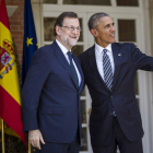 Mariano Rajoy recibe al presidente de EE UU, Barack Obama, en La Moncloa. EMILIO NARANJO