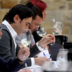 Comité de cata de 25 expertos externos que evaluó ayer la cosecha de vino del Bierzo de 2015. A. F. B.