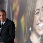 El expresidente del Gobierno José Luis Rodríguez Zapatero, durante el homenaje. TONI ALBIR