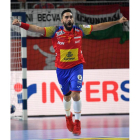 El extremo de la selección española Valero Rivera celebra uno de sus goles. G. LICOVSKI