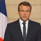 Macron, durante su discurso de este jueves sobre el clima.