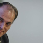El presidente de la Liga de Fútbol Profesional (LFP), Javier Tebas, durante una conferencia.