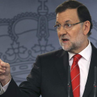 El presidente del Gobierno, Mariano Rajoy, durante una de sus intervenciones ayer.