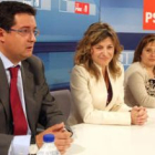 Óscar López y Bibiana Aído, en la rueda de prensa de ayer.