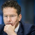 Dijsselbloem, durante una consulta general sobre el Eurogrupo en el Senado holandés, en La Haya, el 30 de marzo.