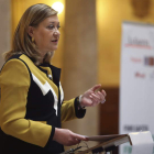 Pilar del Olmo, ayer, en su intervención en Salamanca.