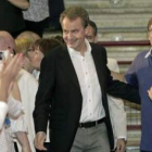 Zapatero, a su llegada al acto electoral en la localidad de Inca.