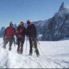 Una imagen de los montañeros bañezanos durante su expedición.