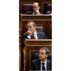 Zapatero, Alonso y Rubalcaba, ayer en el pleno del Congreso.