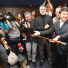 Folgueral, el día de su toma de posesión como alcalde, con el bastón de mando municipal.