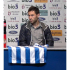 El futbolista Dídac durante su presentación en la sala de prensa del estadio El Toralín.