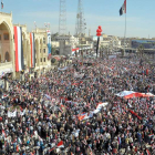 Miles de manifestantes muestran su apoyo al presidente Bashar al-Assad.