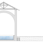 Recreación de la piscina del frigidarium de las termas de la Legio VI. Abajo, parte de un labrum de las termas. MORILLO CERDÁN