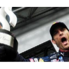 Webber celebra su victoria en la carrera de hoy