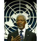 Kofi Annan durante una intervención en la ONU. JASON SZENES