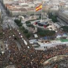 Vista aérea de la manifestación convocada por la AVT en la madrileña plaza de Colón