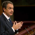 José Luis Rodríguez Zapatero y Mariano Rajoy, durante sus respectivas comparecencias en el pleno ext