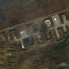 Imagen de la destrucción en el aeropuerto ruso. MAXAR TECHNOLOGIES HANDOUT