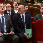 Joaquim Forn, Raül Romeva y Oriol Junqueras, en el banquillo del juicio del procés.