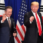 Donald Trump y Moon Jae-in, presidente de Corea del Sur.