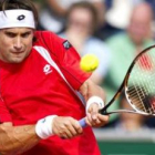 David Ferrer devuelve la bola al sueco Robin Soderling.