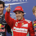 Alonso comparte podio junto a Webber y Vettel.