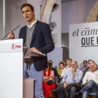 Sánchez, durante su intervención en la presentación de los candidatos por Burgos.