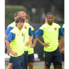 Los jugadores del Barça, en sus entrenamientos.