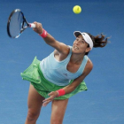 Garbiñe Muguruza, en plena acción.