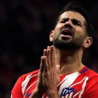 El delantero del Atlético Diego Costa no juega hoy por lesión la vuelta de cuartos de la Copa. K. HUESCA