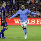 David Villa celebra un gol a Orlando City en la liga estadounidense.