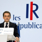 Sarkozy durante su discurso en el Congreso de reformulación de su partido.