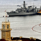 La fragata británica ‘HMS Westminster’, a su llegada al puerto de Gibraltar.
