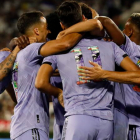 El Real Madrid celebra el segundo gol a la Juventus que anotó Marco Asensio. ETIENNE LAURENT