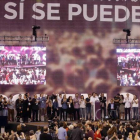 Asamblea ciudadana de Podemos en el Palacio de Deportes de Vistalegre de Madrid.